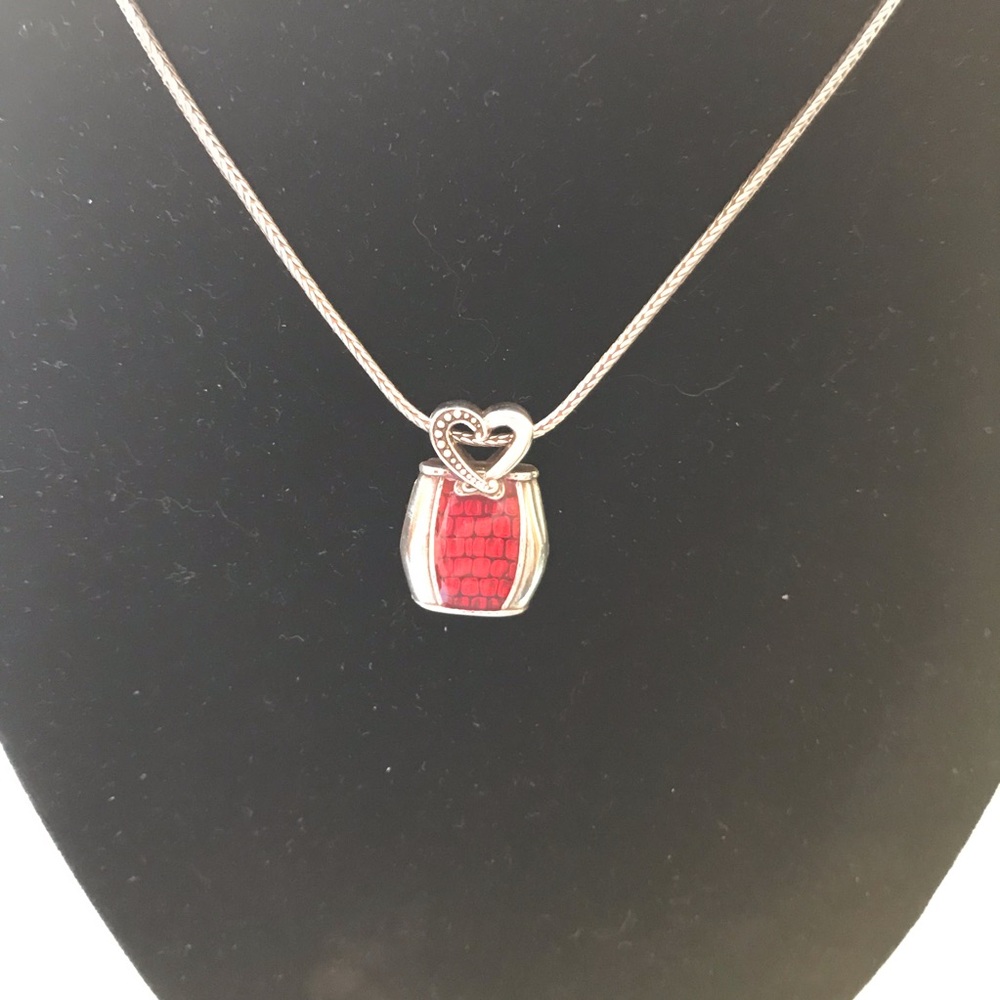 Brighton enameled 1”pendant necklace very unusual